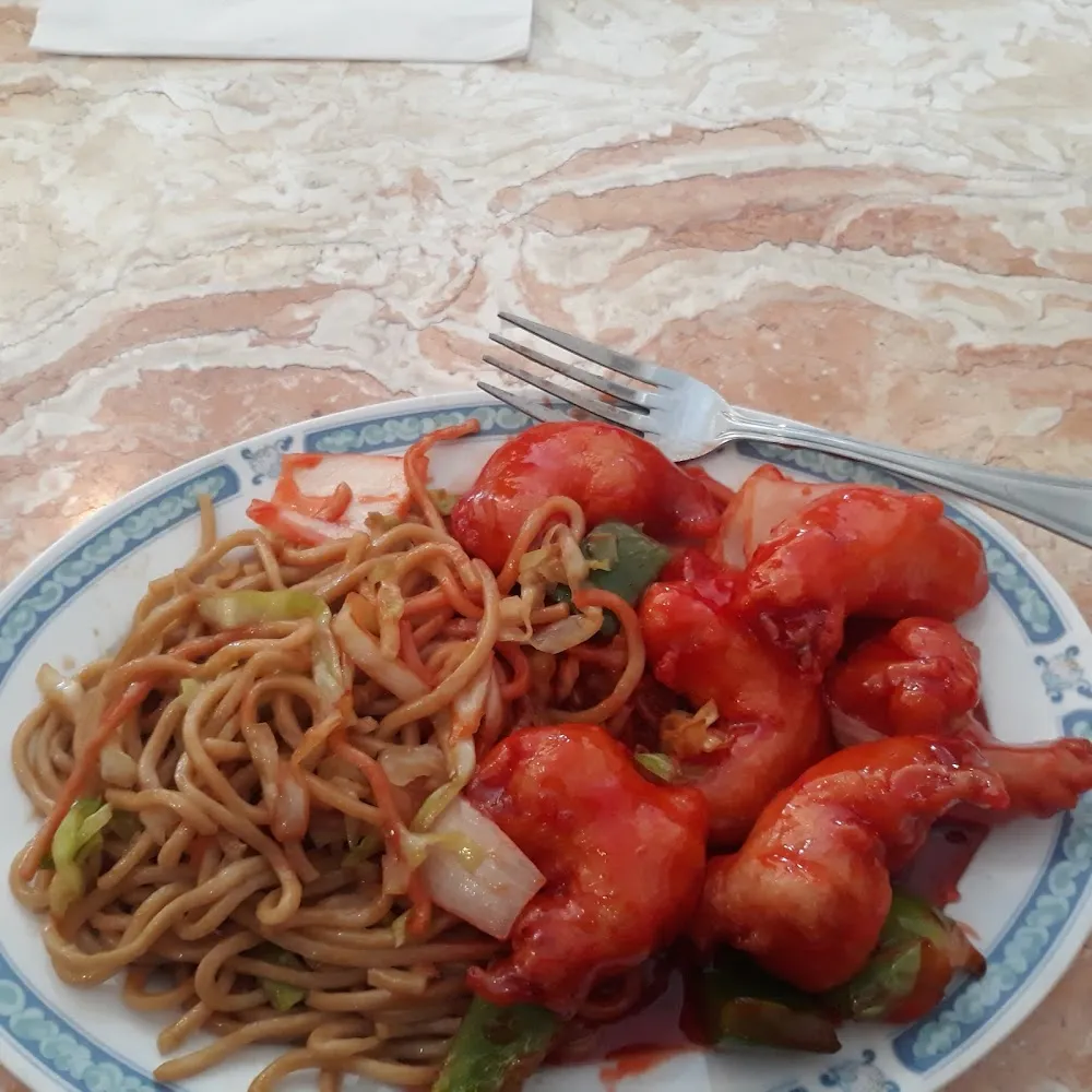 Sweet and Sour Shrimp with Chow Mein Lunch